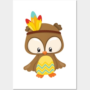 Thanksgiving Owl, Brown Owl, Cute Owl, Feathers Posters and Art